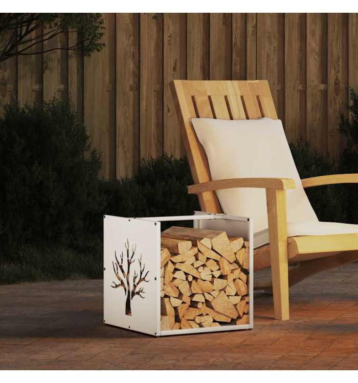 Portant de bois chauffage blanc 40x40x40 cm | Mobilier & Déco