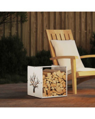 Portant de bois chauffage blanc 40x40x40 cm | Mobilier & Déco