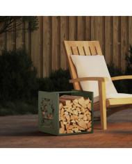 Portant de bois chauffage vert olive 40x40x40 cm | Mobilier & Déco