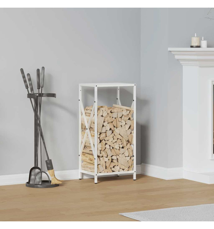 Portant de bois chauffage blanc 34x25x70 cm | Mobilier & Déco