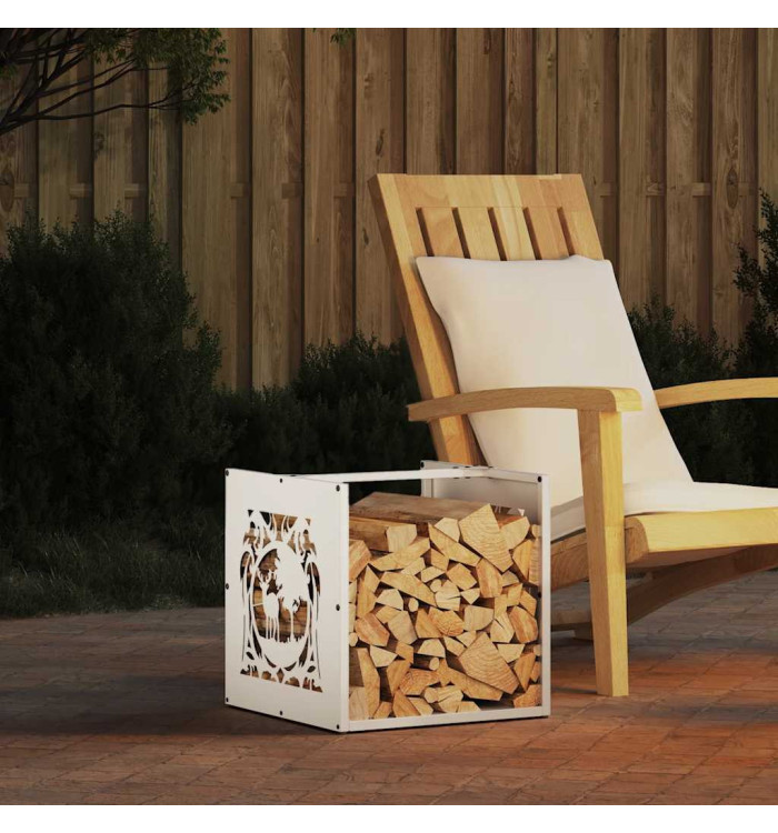 Portant de bois chauffage blanc 40x40x40 cm | Mobilier & Déco
