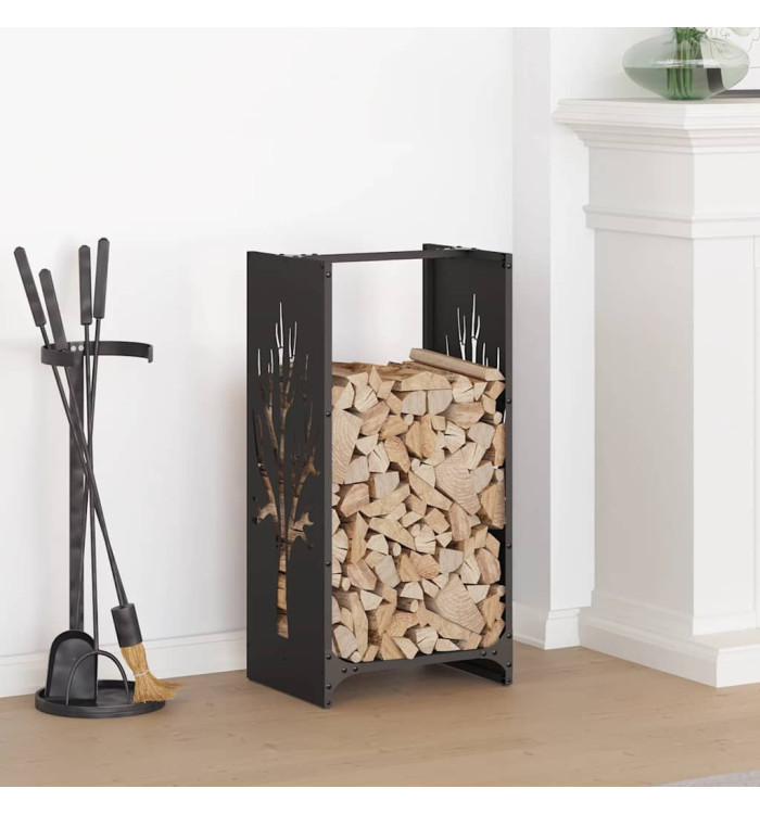Portant de bois chauffage noir 40x30x80 cm | Mobilier & Déco
