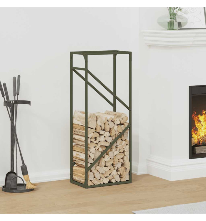 Portant de bois chauffage vert olive 40x25x100 cm | Mobilier & Déco