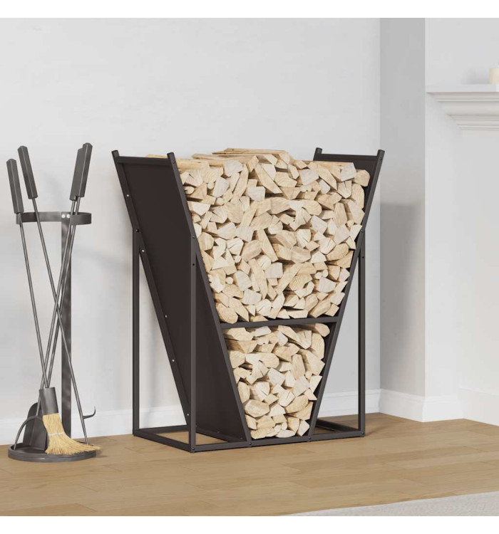 Portant de bois chauffage noir 69,5x35x81 cm | Mobilier & Déco