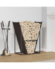 Portant de bois chauffage noir 69,5x35x81 cm | Mobilier & Déco