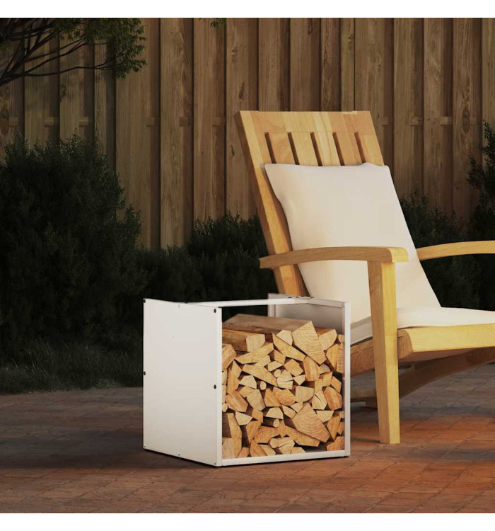Portant de bois chauffage blanc 40x40x40 cm | Mobilier & Déco