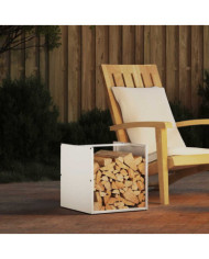 Portant de bois chauffage blanc 40x40x40 cm | Mobilier & Déco