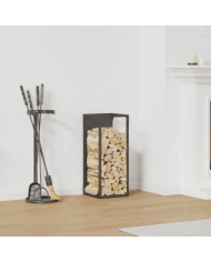 Portant de bois chauffage noir 25x25x60 cm | Mobilier & Déco