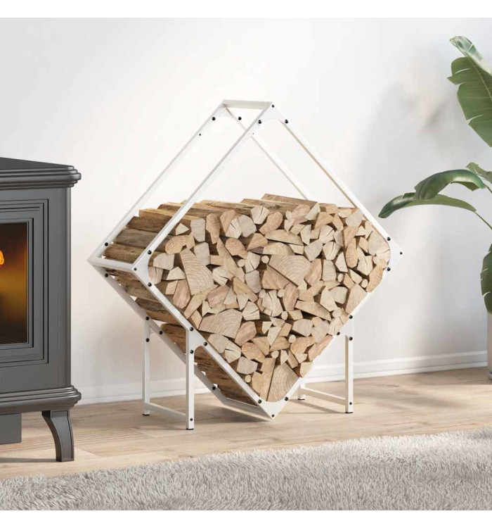 Portant de bois chauffage blanc 80x25x80 cm | Mobilier & Déco
