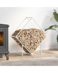 Portant de bois chauffage blanc 80x25x80 cm | Mobilier & Déco