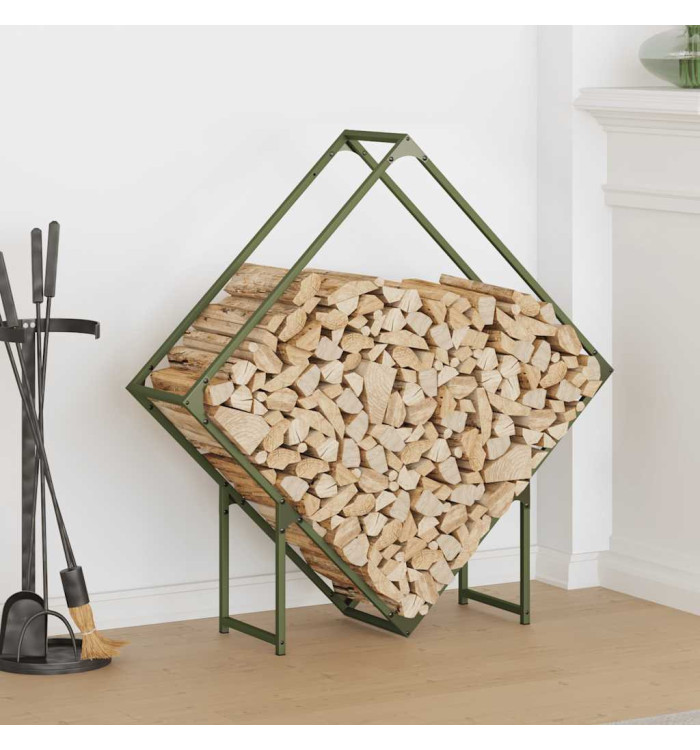 Portant de bois chauffage vert olive 100x25x100 cm | Mobilier & Déco