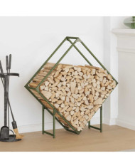 Portant de bois chauffage vert olive 100x25x100 cm | Mobilier & Déco
