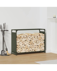 Portant de bois chauffage vert olive 90x28x65 cm | Mobilier & Déco