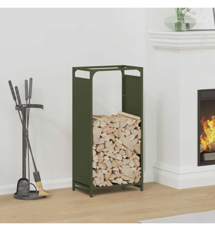 Portant de bois chauffage vert olive 44x28x90 cm | Mobilier & Déco