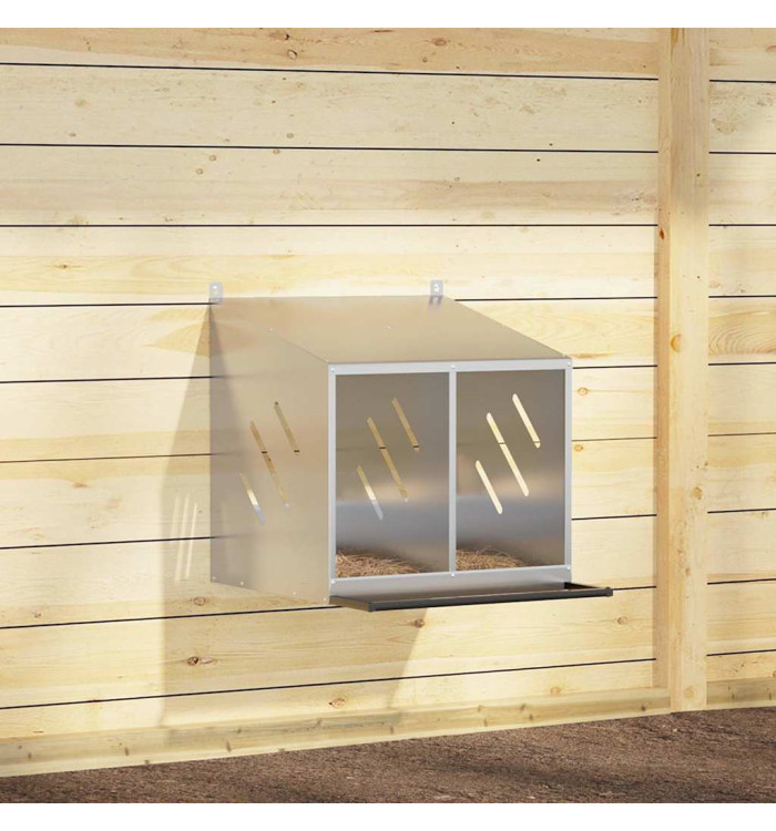 Nichoir de poules avec 2 compartiments métal argenté galvanisé | Mobilier & Déco