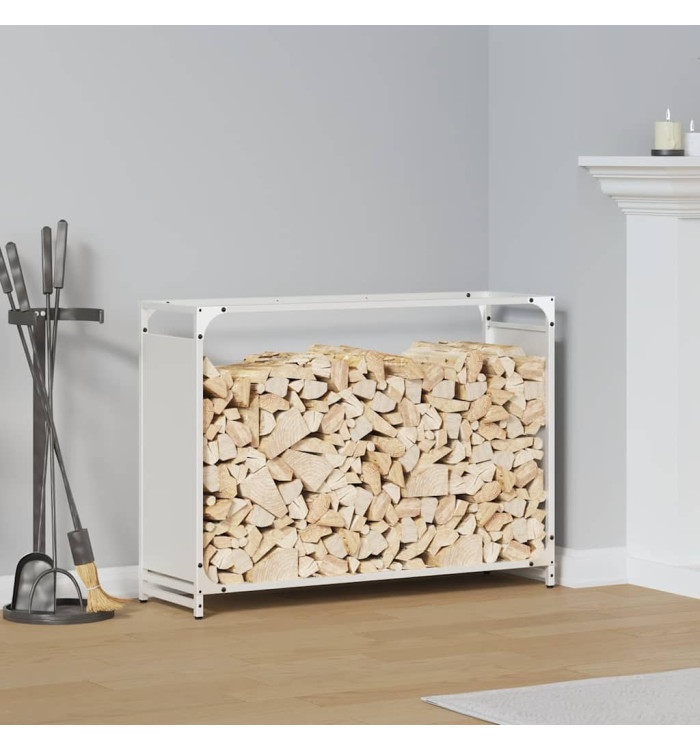 Portant de bois chauffage blanc 90x28x65 cm | Mobilier & Déco