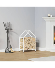 Portant de bois chauffage blanc 40x25x60 cm | Mobilier & Déco