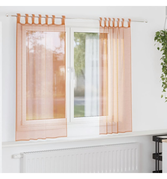 Rideaux en voile avec boucles 2 pcs terre cuite 140x175 cm | Mobilier & Déco