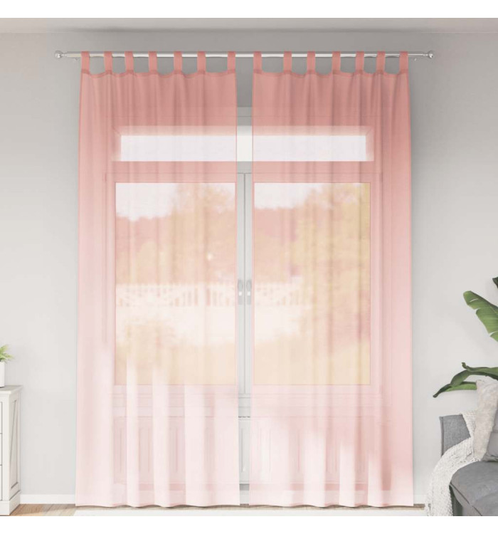 Rideaux en voile avec boucles 2 pcs rose 140x260 cm | Mobilier & Déco