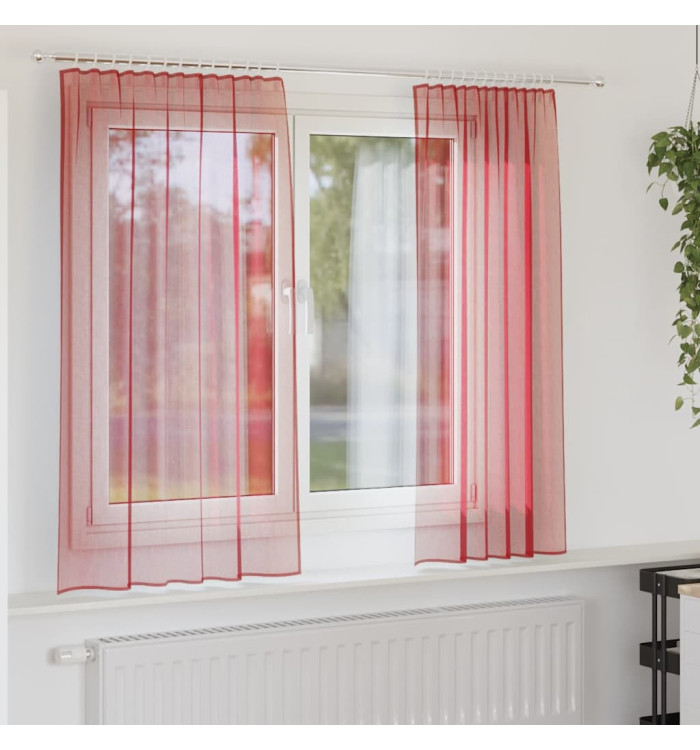 Rideaux en voile avec passe-tringles 2 pcs rouge bordeaux | Mobilier & Déco