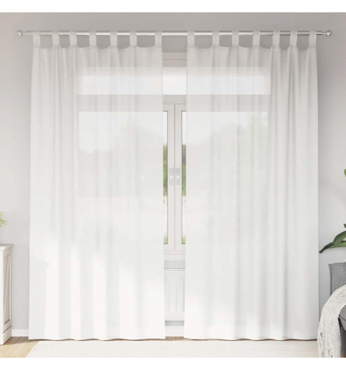 Rideaux en voile avec boucles 2 pcs blanc 140x245 cm | Mobilier & Déco