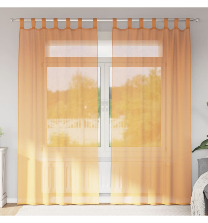 Rideaux en voile avec boucles 2 pcs orange 140x245 cm | Mobilier & Déco