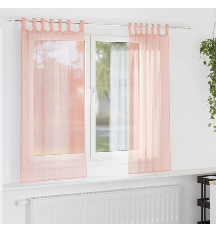 Rideaux en voile avec passe-tringles 2 pcs rose | Mobilier & Déco