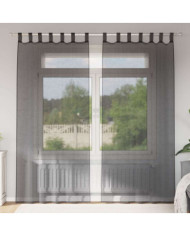 Rideaux en voile avec passants 2 pcs noir | Mobilier & Déco