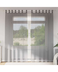 Rideaux en voile avec boucles 2 pcs gris foncé 140x225 cm | Mobilier & Déco