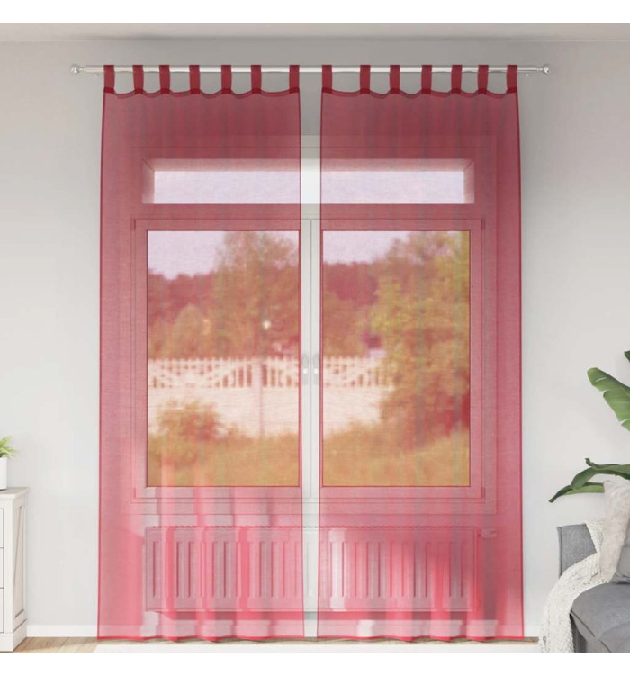 Rideaux en voile avec passe-tringles 2 pcs rouge bordeaux | Mobilier & Déco