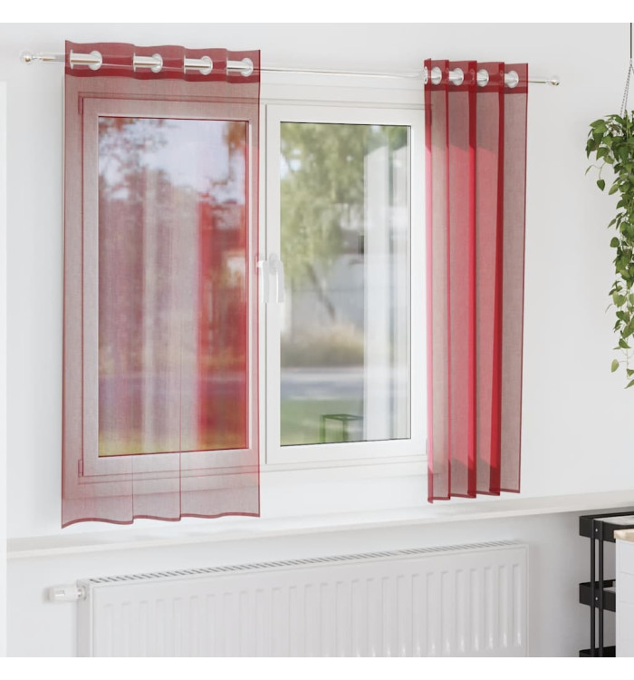 Rideaux en voile avec œillets 2 pcs rouge bordeaux | Mobilier & Déco