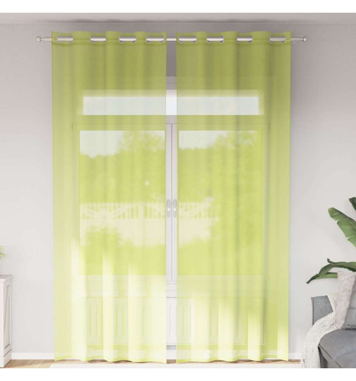 Rideaux en voile avec œillets 2 pcs vert pomme 140x300 cm | Mobilier & Déco