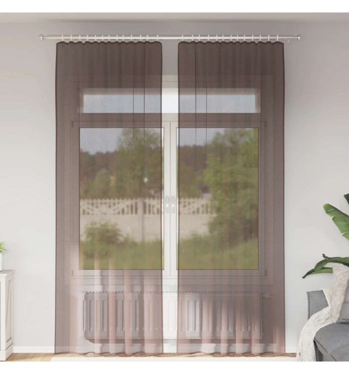 Rideaux en voile avec passants 2 pcs marron | Mobilier & Déco