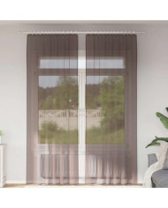 Rideaux en voile avec passants 2 pcs marron | Mobilier & Déco