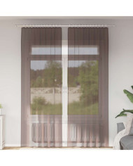 Rideaux en voile avec passe-tringles 2 pcs marron | Mobilier & Déco