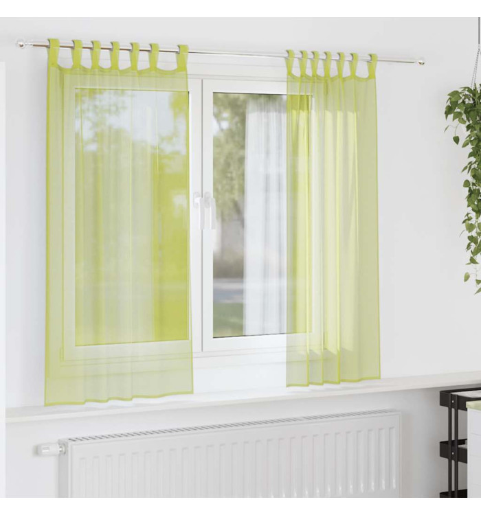 Rideaux en voile avec passants 2 pcs vert pomme | Mobilier & Déco