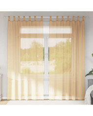 Rideaux en voile avec passe-tringles 2 pcs sable | Mobilier & Déco