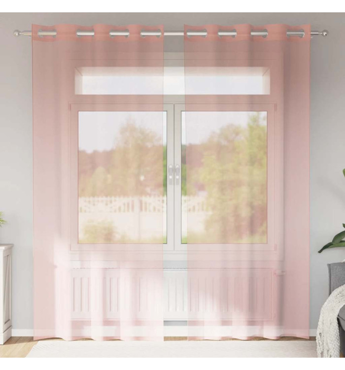 Rideaux en voile avec œillets 2 pcs rose 140x245 cm | Mobilier & Déco