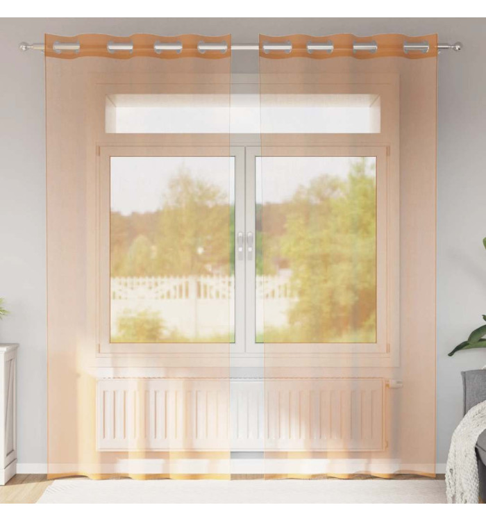 Rideaux en voile avec œillets 2 pcs terre cuite | Mobilier & Déco