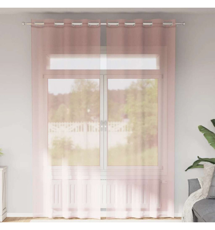 Rideaux en voile avec œillets 2 pcs rose 140 x 300 cm | Mobilier & Déco