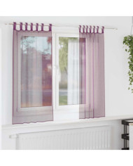 Rideaux en voile avec boucles 2 pcs violet 140x175 cm | Mobilier & Déco