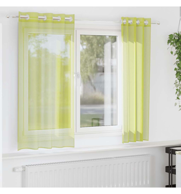 Rideaux en voile avec œillets 2 pcs vert pomme 140x140 cm | Mobilier & Déco