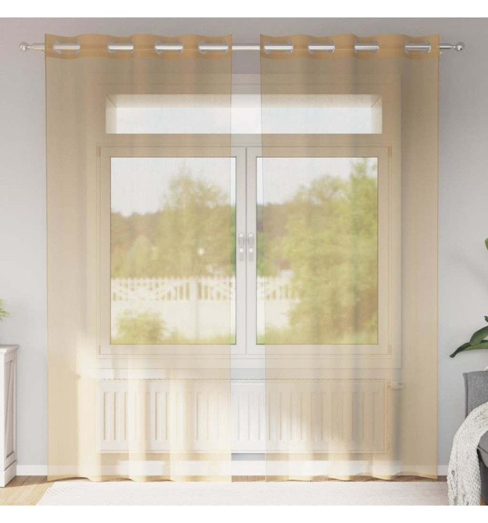Rideaux en voile avec œillets 2 pcs sable | Mobilier & Déco