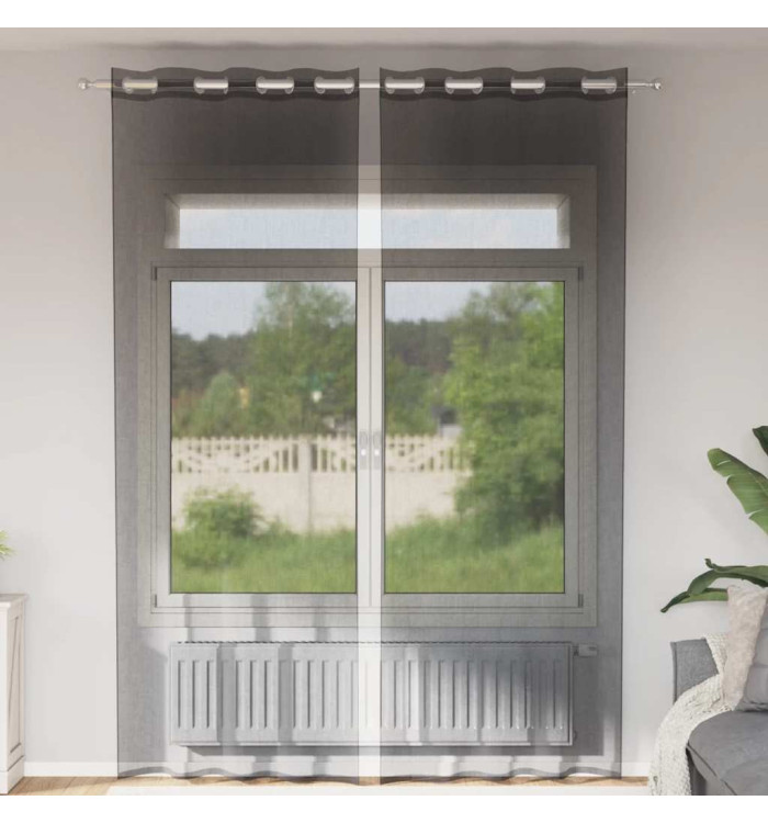 Rideaux en voile avec œillets 2 pcs noir 140x300 cm | Mobilier & Déco