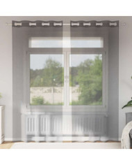 Rideaux en voile avec œillets 2 pcs gris foncé 140x225 cm | Mobilier & Déco