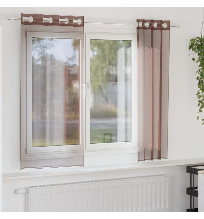 Rideaux en voile avec œillets 2 pcs marron 140x175 cm | Mobilier & Déco