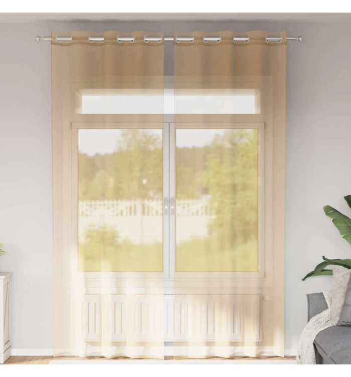 Rideaux en voile avec œillets 2 pcs sable | Mobilier & Déco