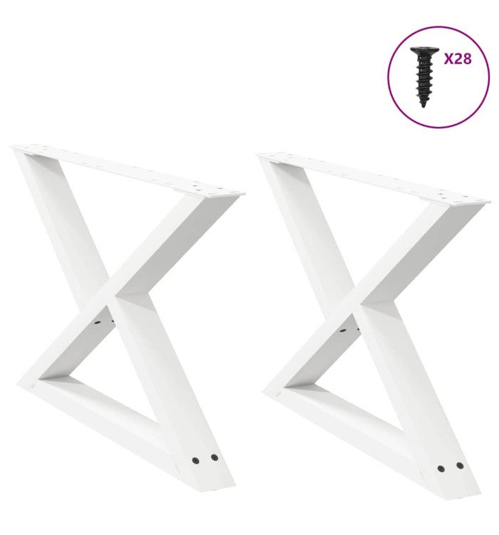Pieds de table basse 2 pièces Blanc 70 x (42-43,3) cm Acier | Mobilier & Déco