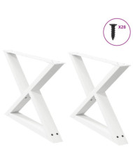 Pieds de table basse 2 pièces Blanc 70 x (42-43,3) cm Acier | Mobilier & Déco