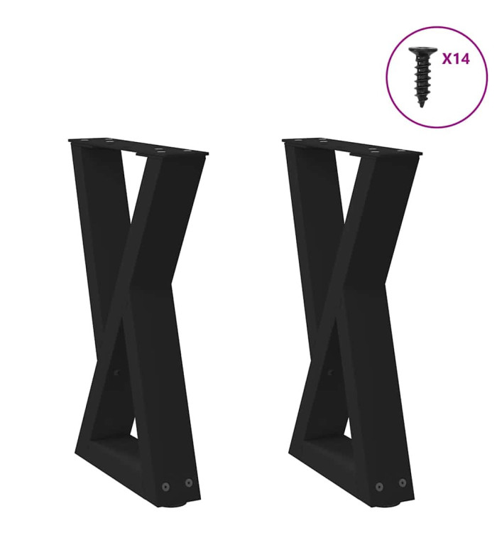 Pieds de table basse 2 pièces Noir 28 x (42-43,3) cm Acier | Mobilier & Déco